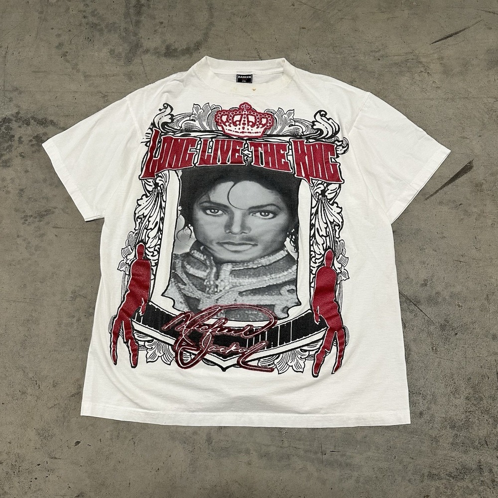 Vintage Y2K Micheal Jackson King of Pop Memorial Rap Tee 2009 2XL Glitter